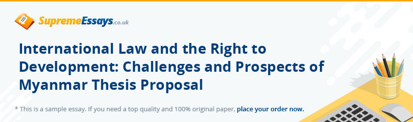 International Law and the Right to Development: Challenges and Prospects of Myanmar Thesis Proposal