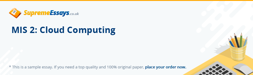 MIS 2: Cloud Computing